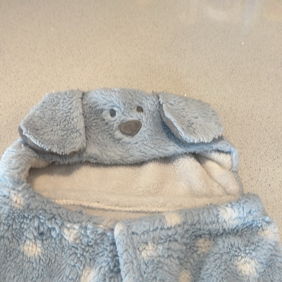 BLANKETS & BEYOND blue White Dots Hooded long ears dog BABY BLANKET Hood Plush - Picture 4 of 11